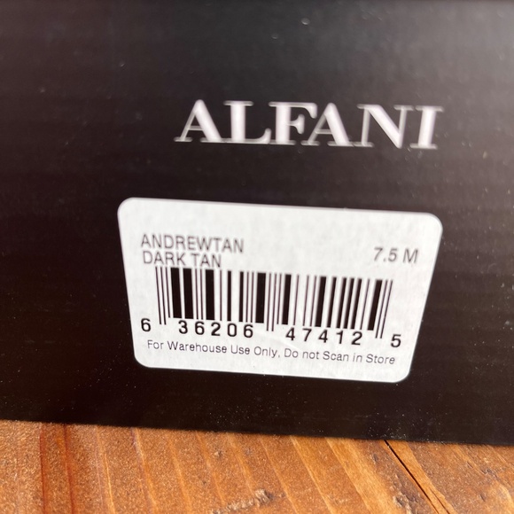 New Alfani Dark Tan Men’s Dress Shoe NIB Size 7.5 - Picture 3 of 6